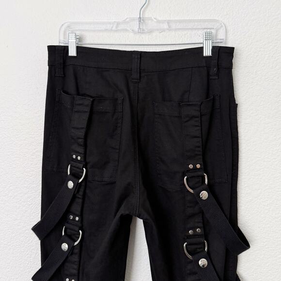 [Tripp NYC] Black Punk Rock Matrix D-Ring Straps Emo Gothic Bondage Pants Sz 32 - Picture 5 of 12